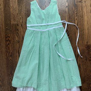 Ralph Lauren Green White Seersucker Wrap Dress